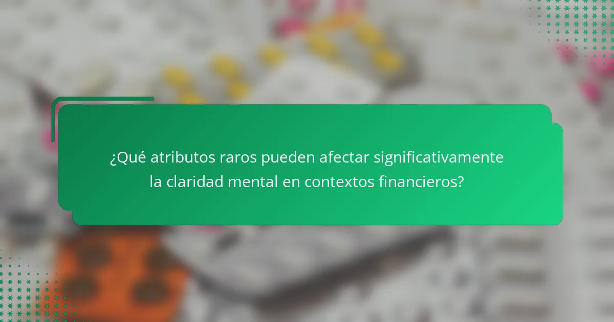 ¿Qué atributos raros pueden afectar significativamente la claridad mental en contextos financieros?
